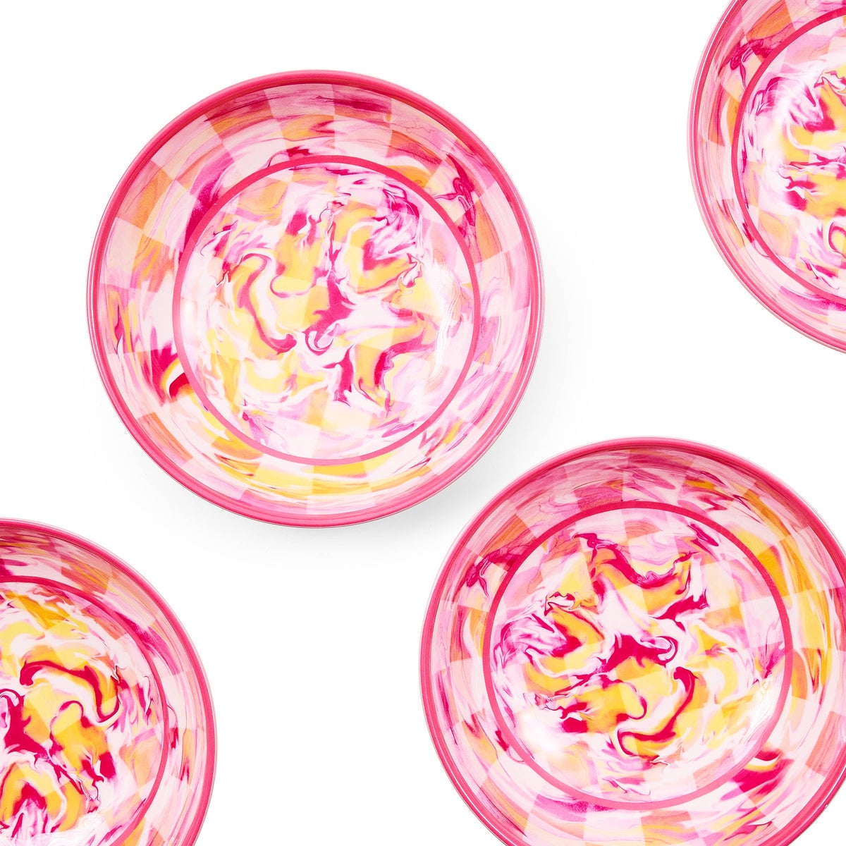 Pink Marble Check Melamine Small Bowls, Set of 4 - Image 3