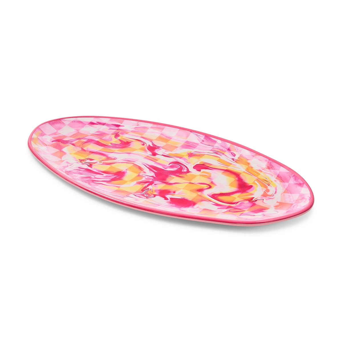 Pink Marble Check Melamine Oval Platter - Image 4