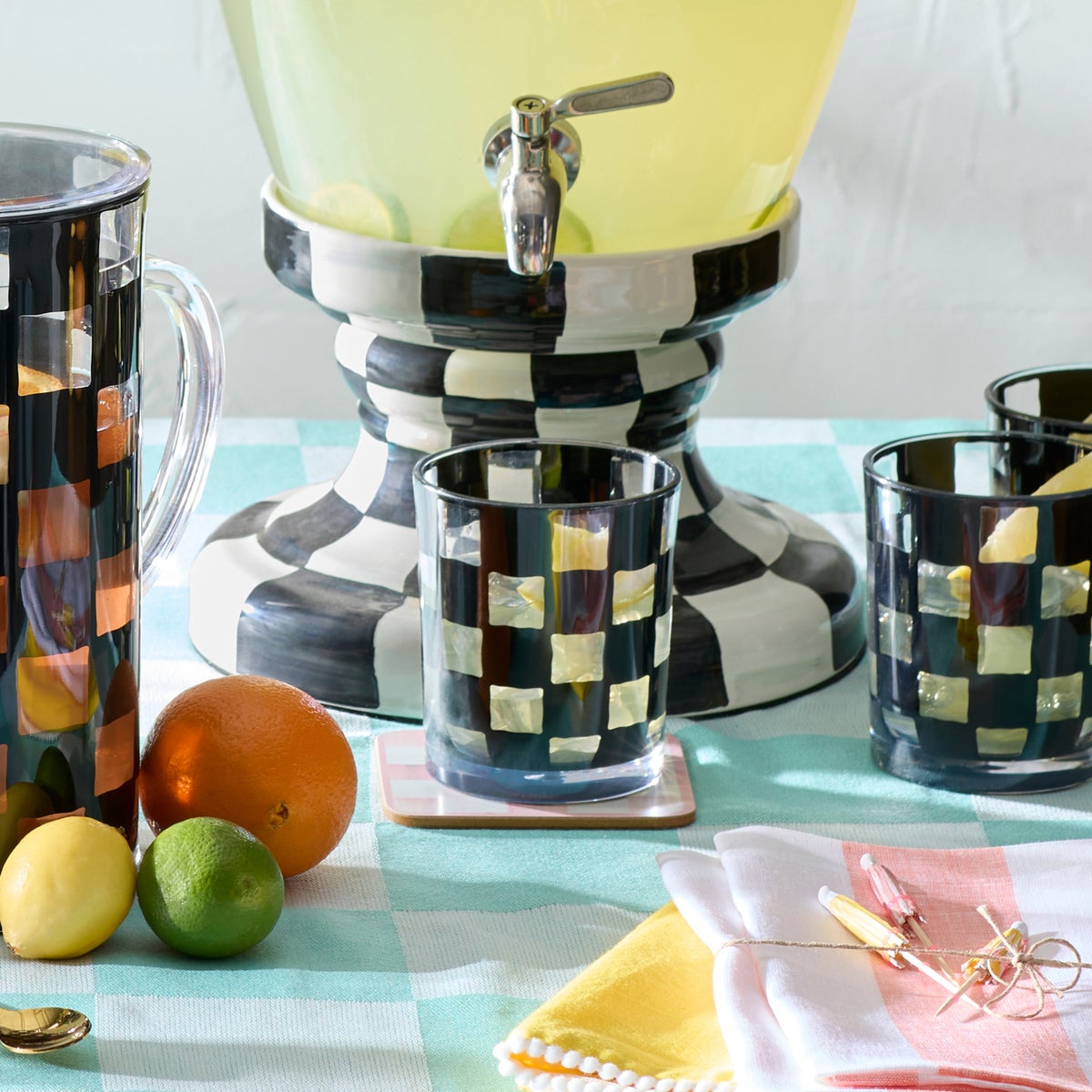 Black Check Acrylic Tumblers, Set of 4 - Image 2
