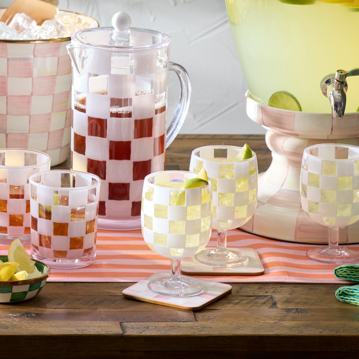White Check Acrylic Water Goblets, Set of 4 - Image 2