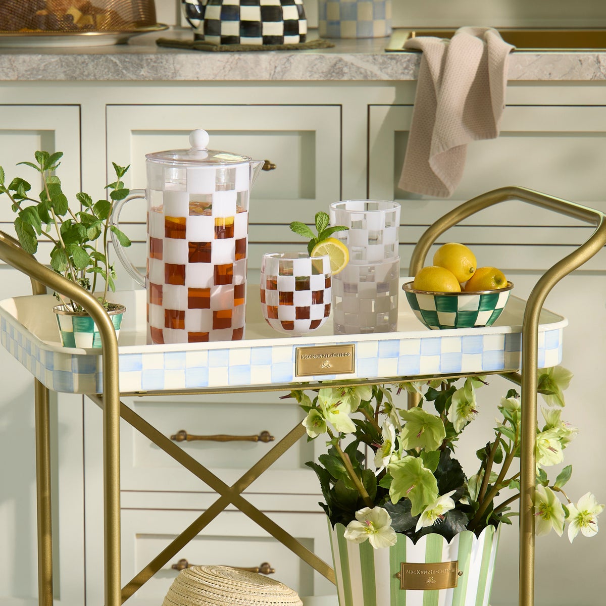 White Check Acrylic Water Goblets, Set of 4 - Image 4