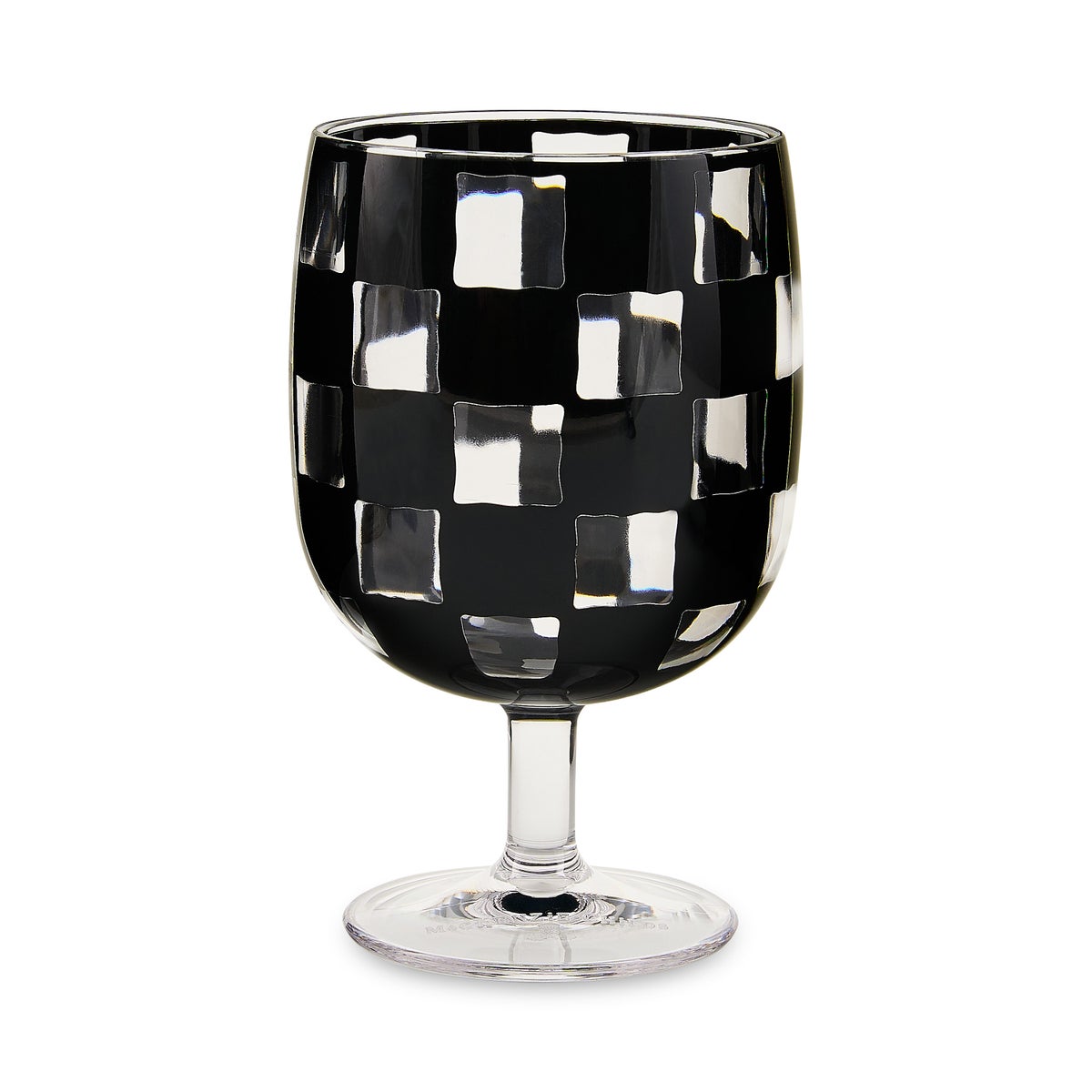 Black Check Acrylic Water Goblets, Set of 4 - Image 3