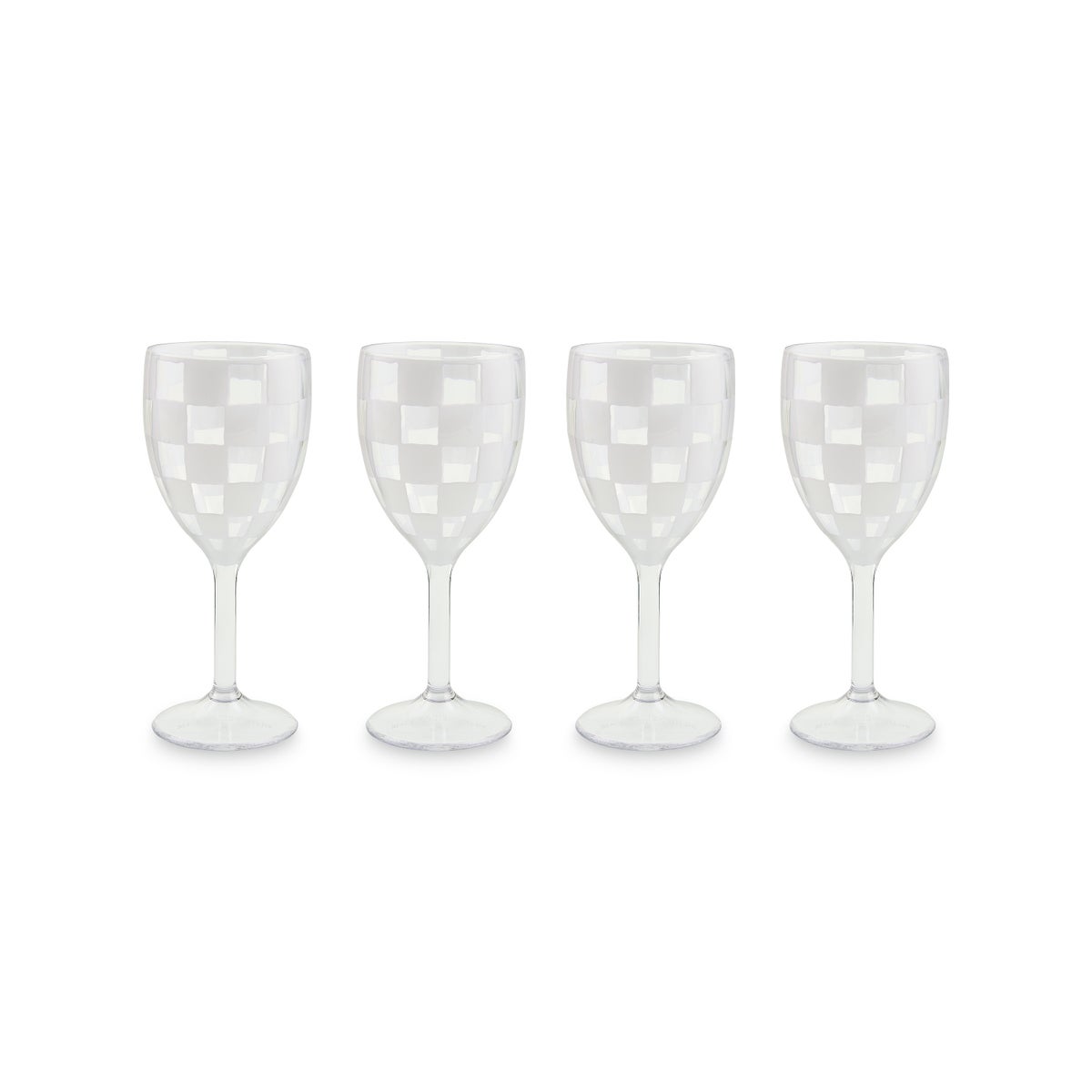 White Check Acrylic Wine Goblets, Set of 4 - Image 2