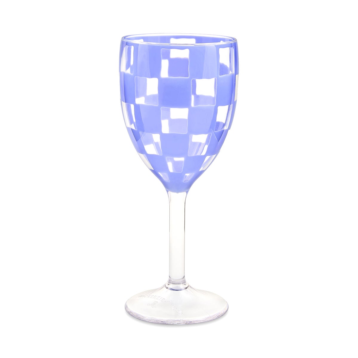 Blue Check Acrylic Wine Goblets, Set of 4