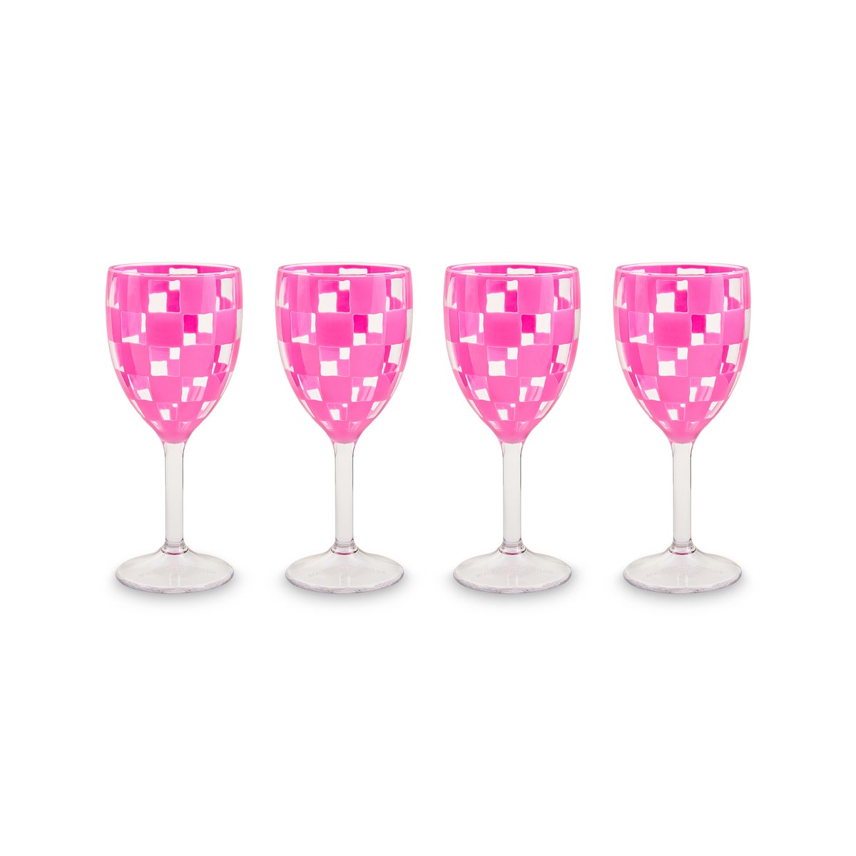 Pink Check Acrylic Wine Goblets, Set of 4 - Image 3