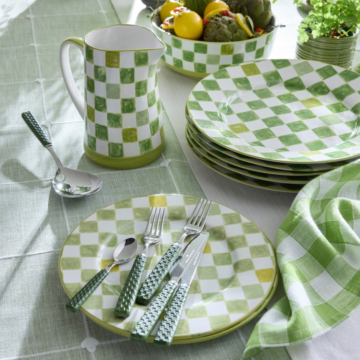 Green Check Dinner Plate - Image 2
