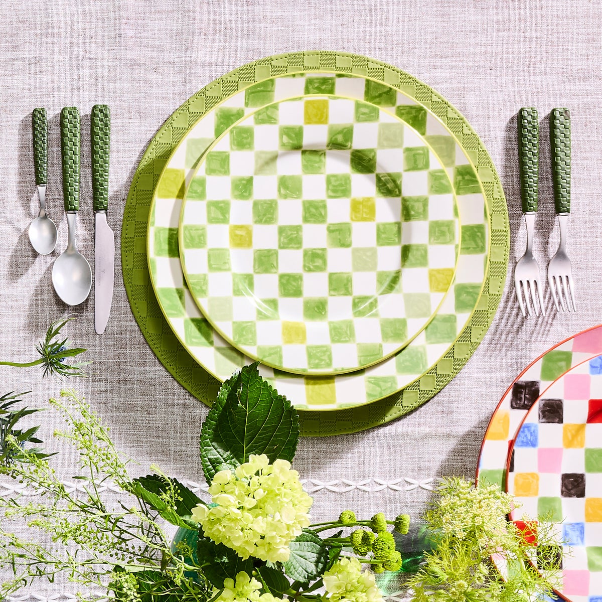 Green Check Dinner Plate - Image 4