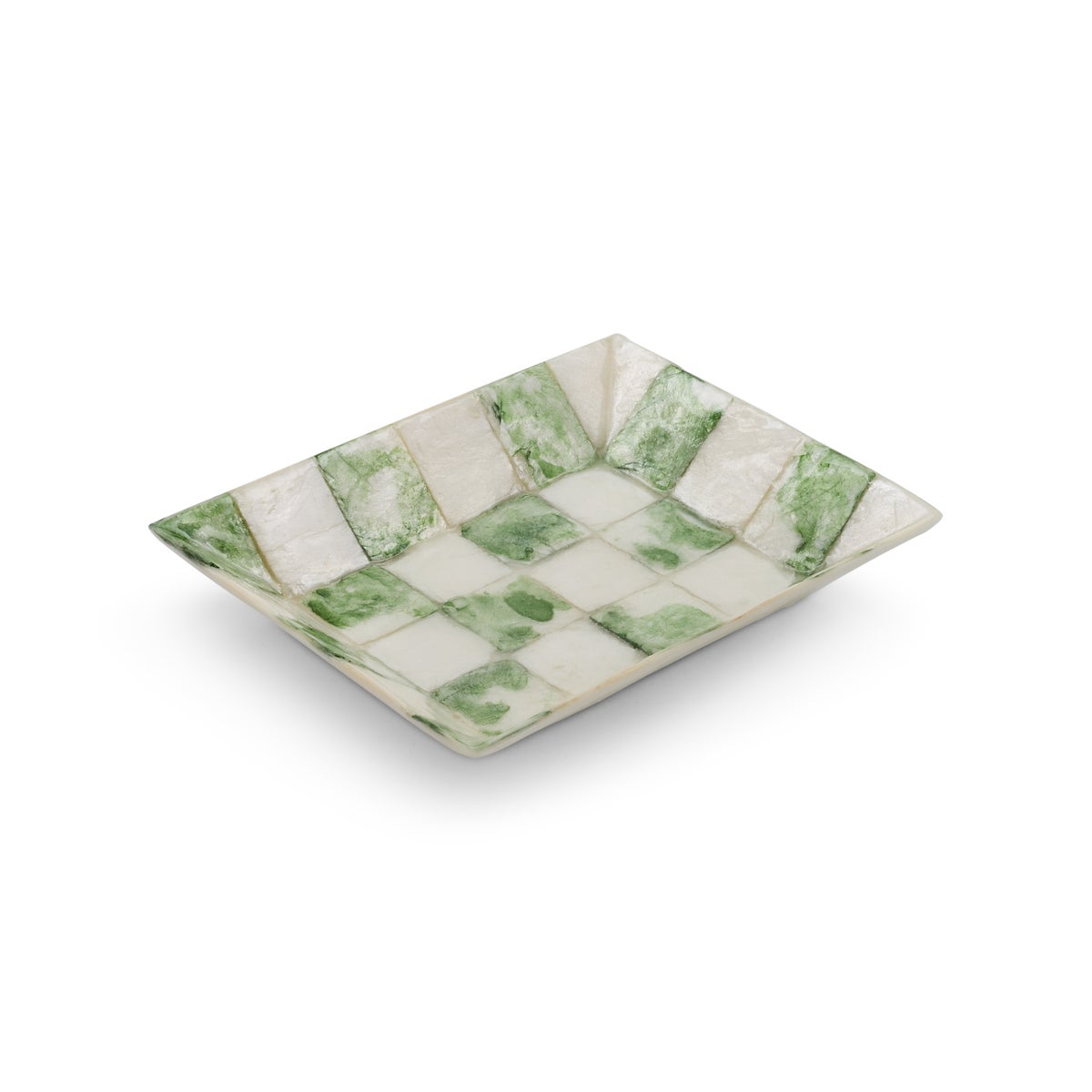 Sage Check Capiz Soap Dish