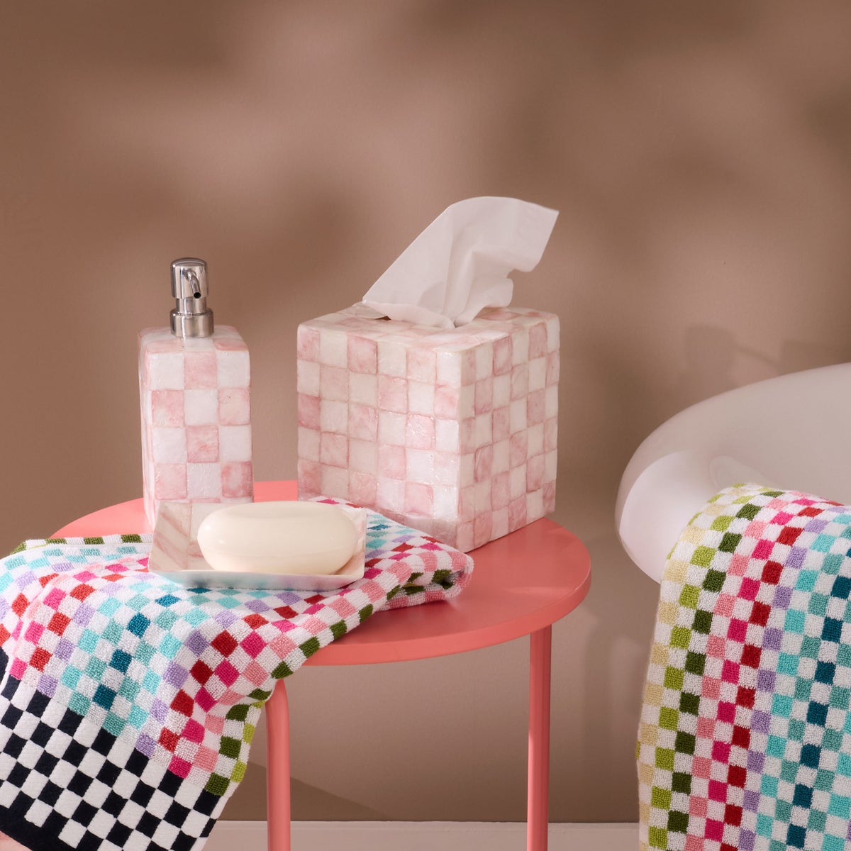 Rosy Check Capiz Boutique Tissue Box Cover - Image 2