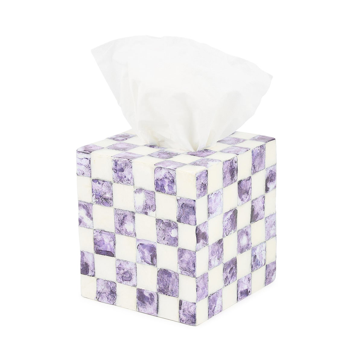 Violet Check Capiz Boutique Tissue Box Cover - Image 3