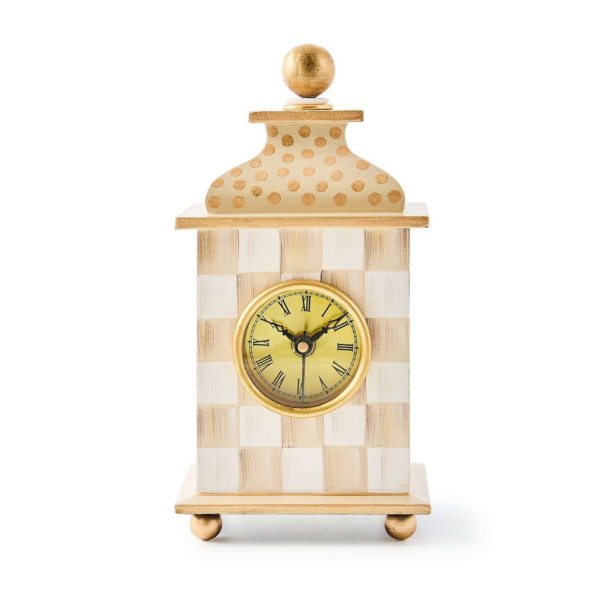 Mocha Check Desk Clock