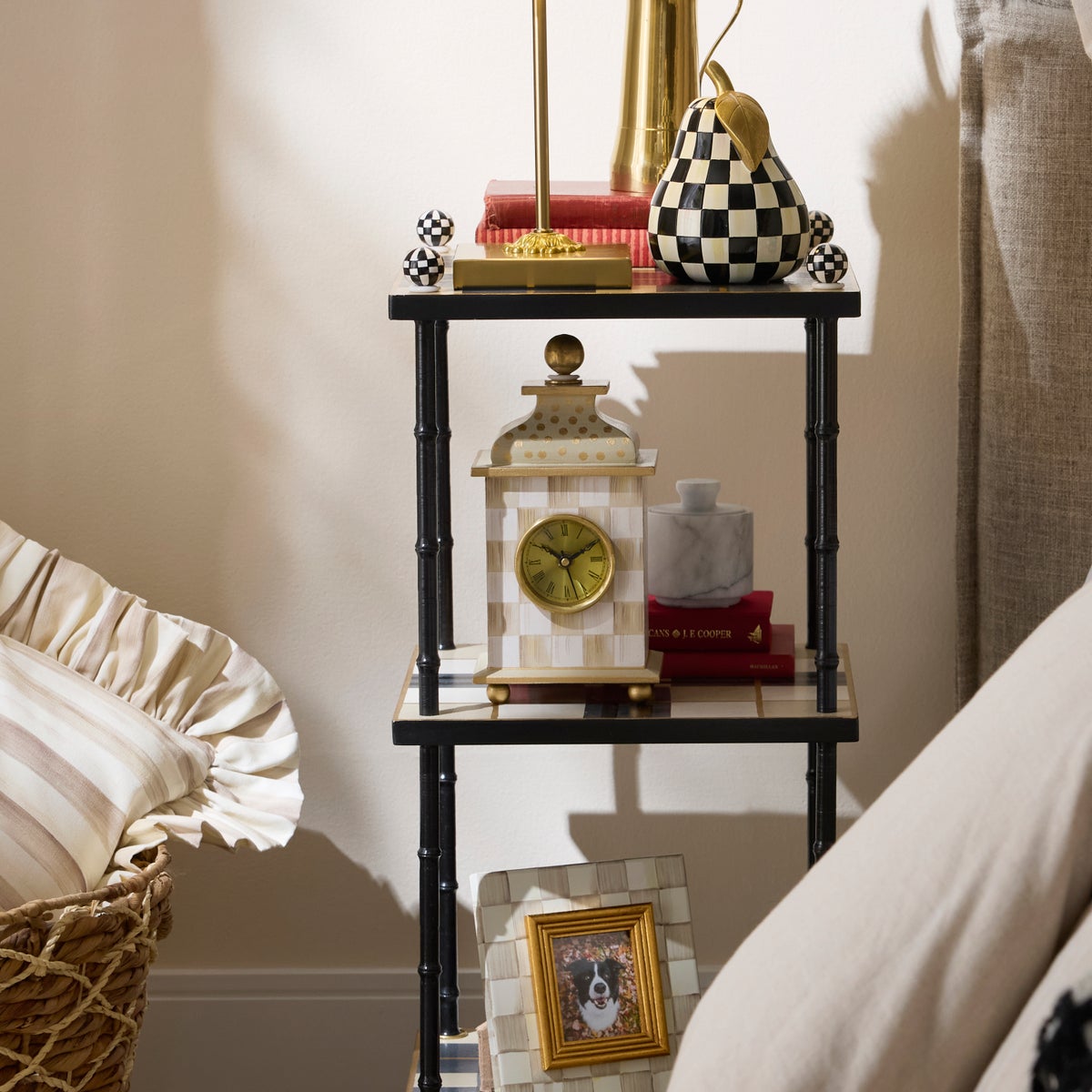 Mocha Check Desk Clock - Image 2
