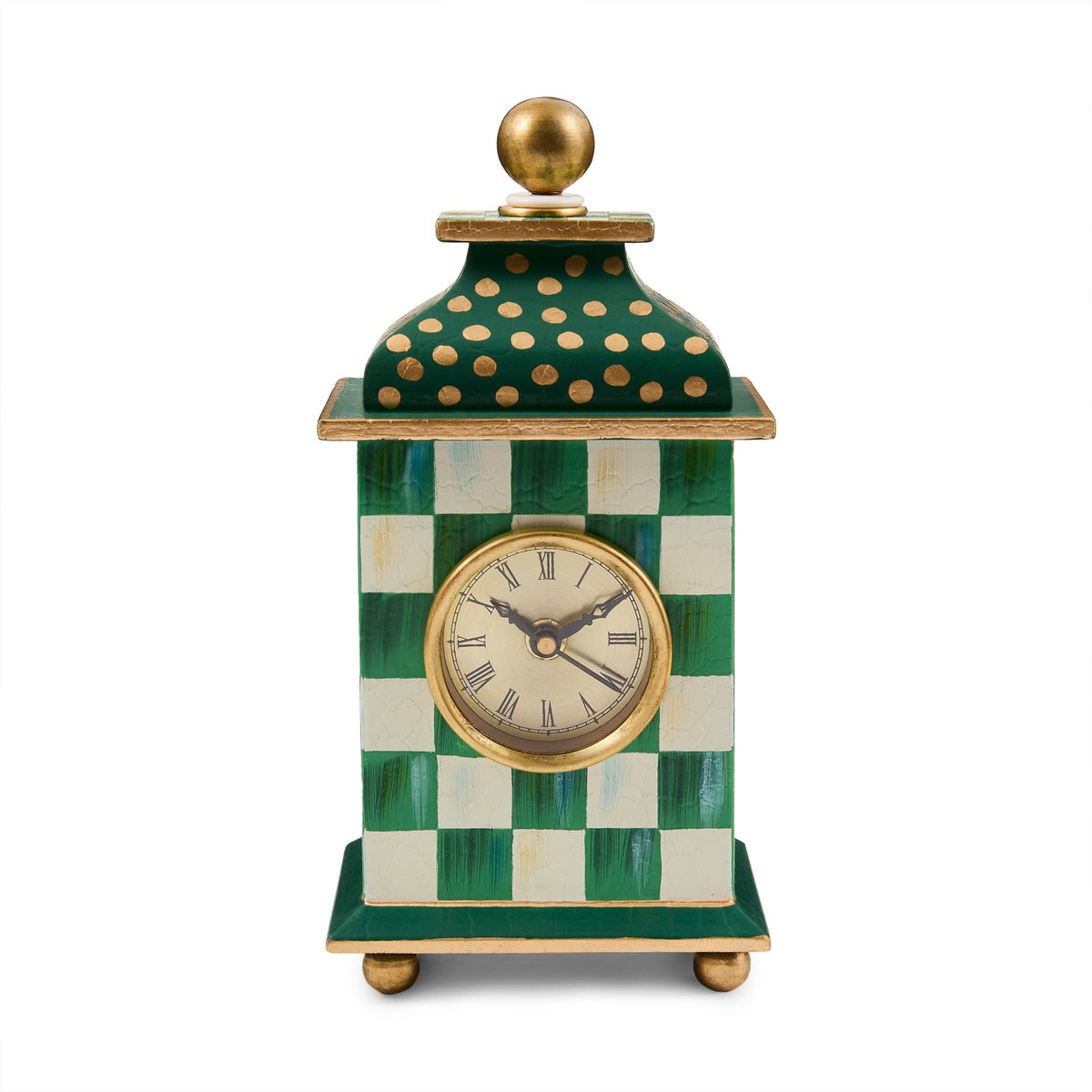 Emerald Check Desk Clock