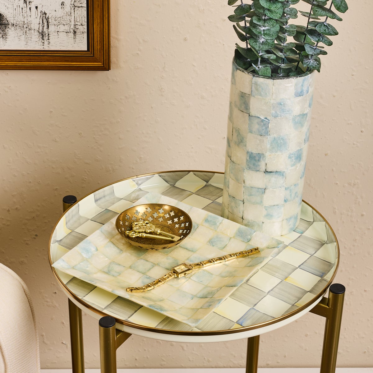 Sky Check Capiz Catchall Tray - Image 2