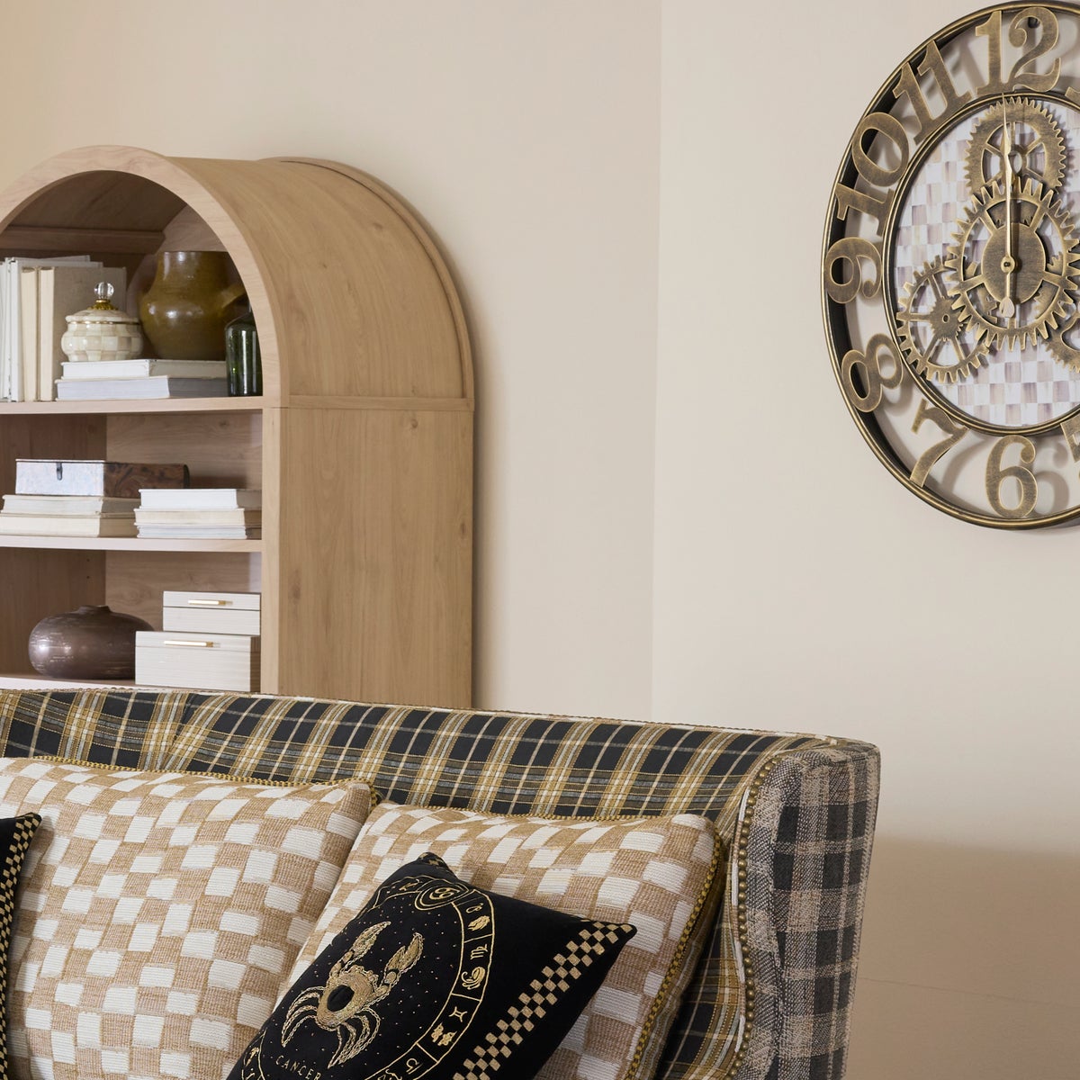 Mocha Check Small Farmhouse Wall Clock - Image 2
