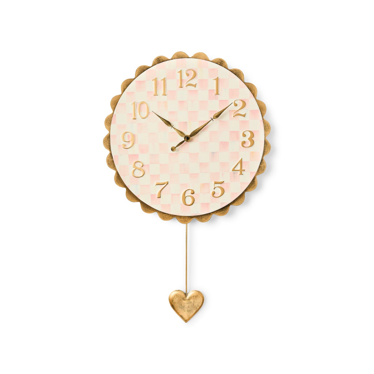 Rosy Check Heart Pendant Clock