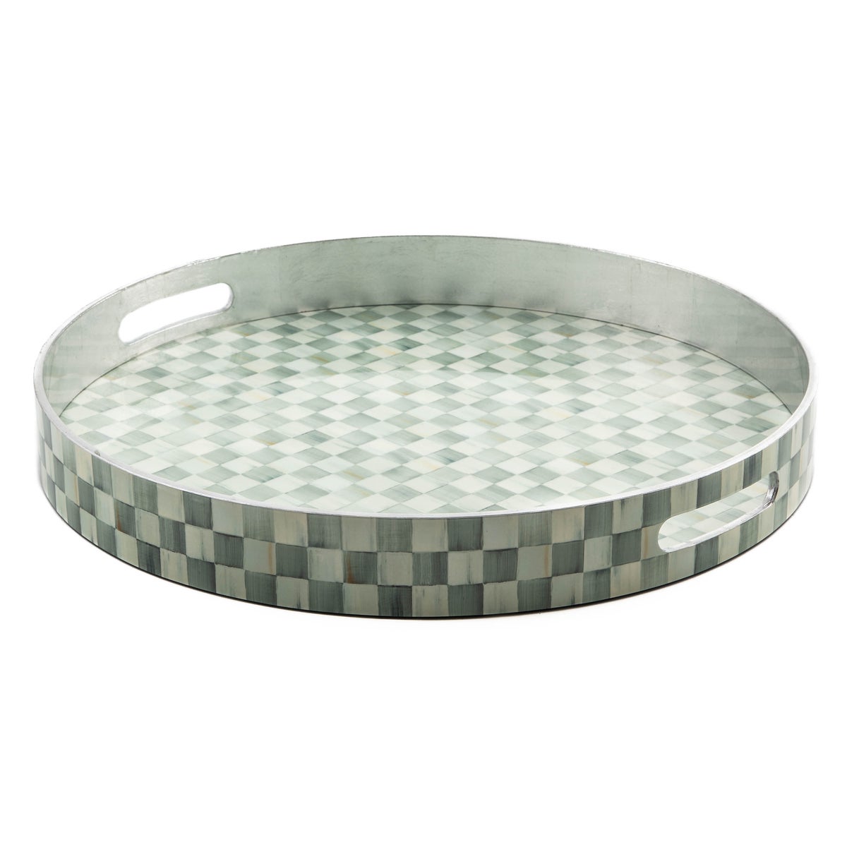 Sterling Check Lacquer Round Tray - Image 2