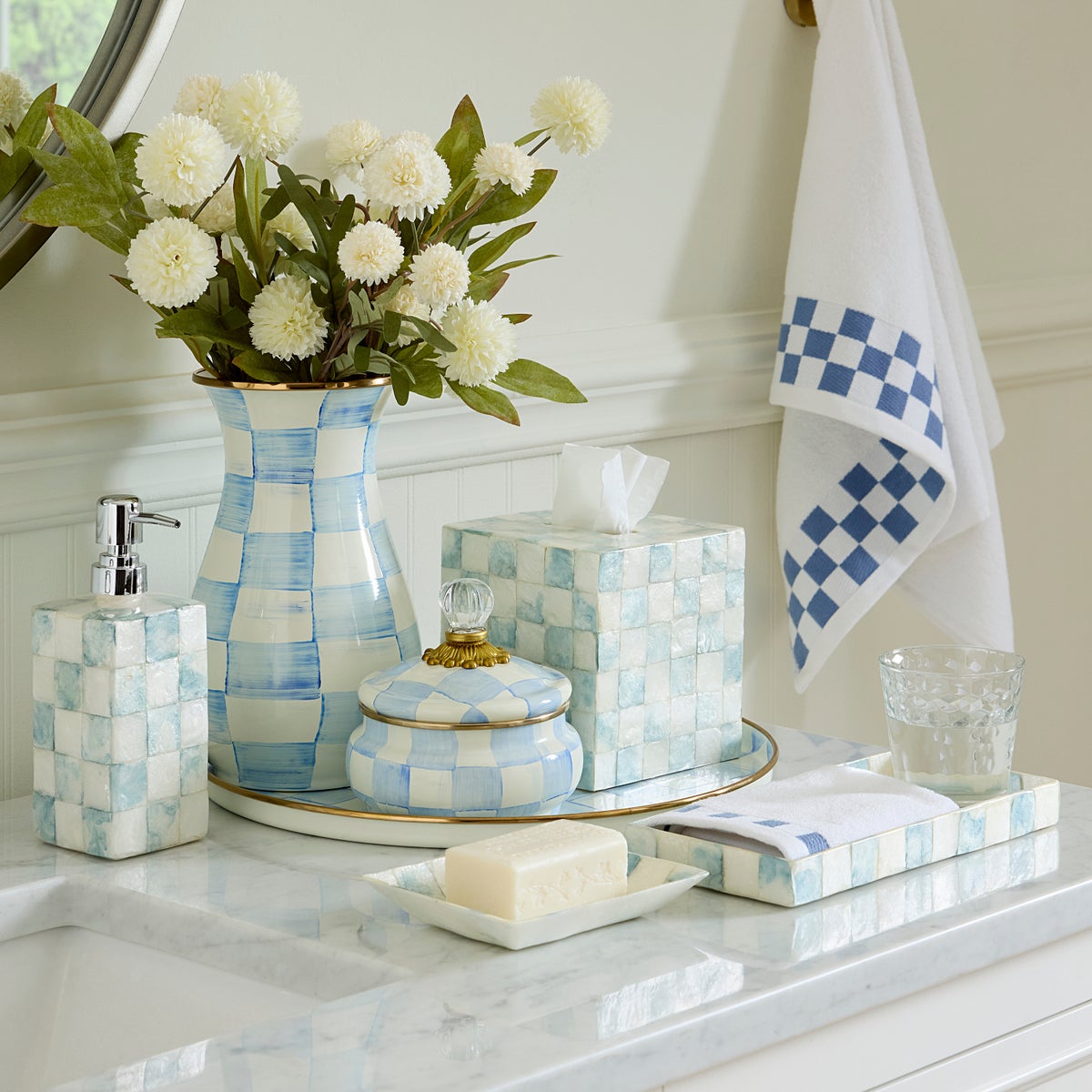 Sky Check Capiz Vanity Tray - Image 2