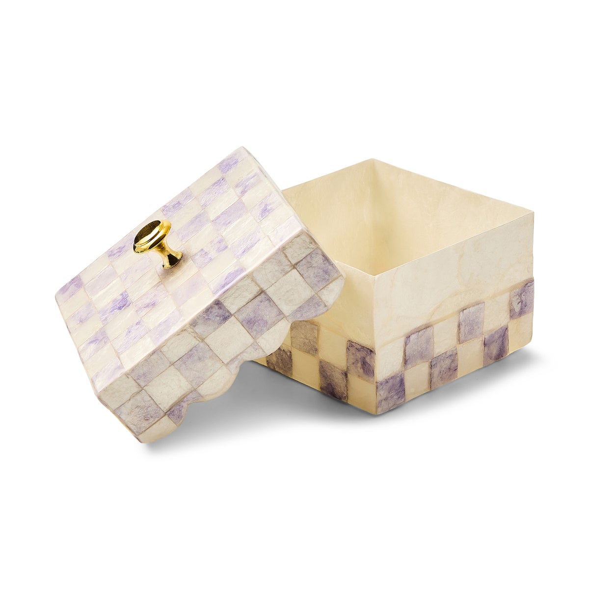 Violet Check Capiz Scalloped Box - Image 3