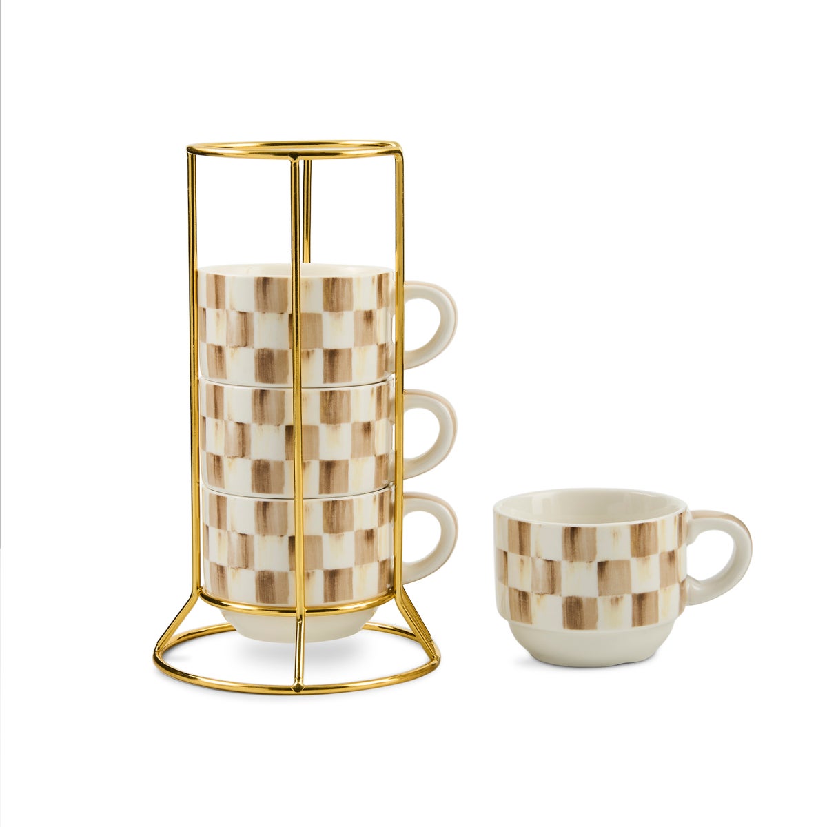 Mocha Check Cappuccino Cup Tower - Image 3