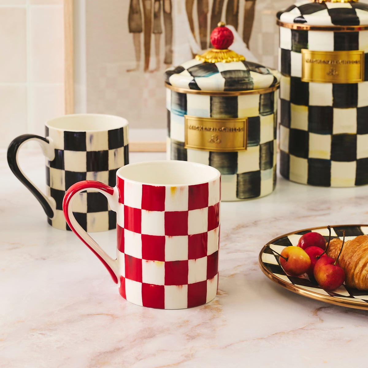 Cherry Check Porcelain Mug - Image 2
