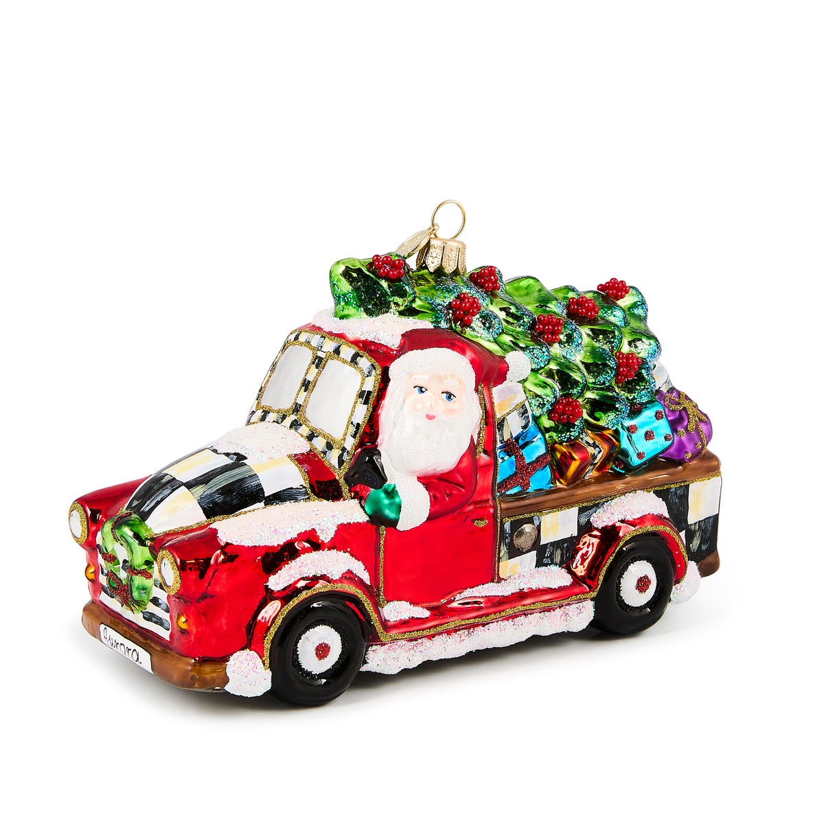 Santa's Hitting the Road Glass Ornament - Image 2