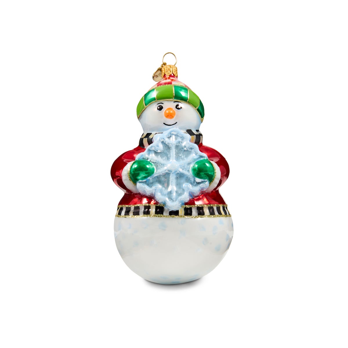 Snowflake Snowman Glass Ornament