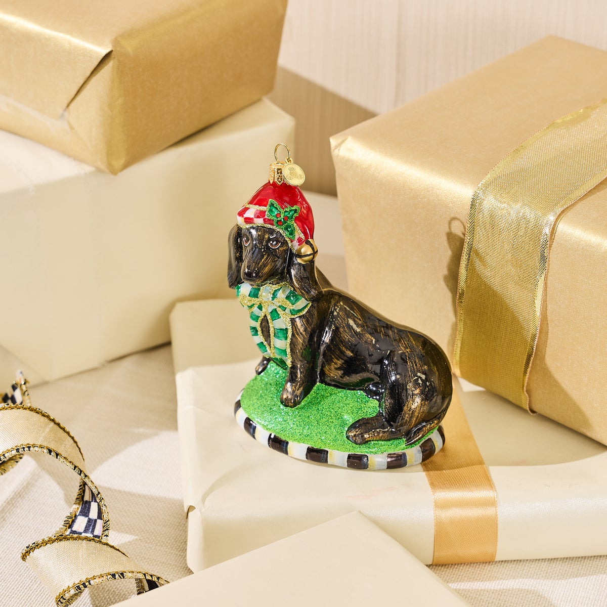 Holiday Dachshund Dog Glass Ornament - Image 2