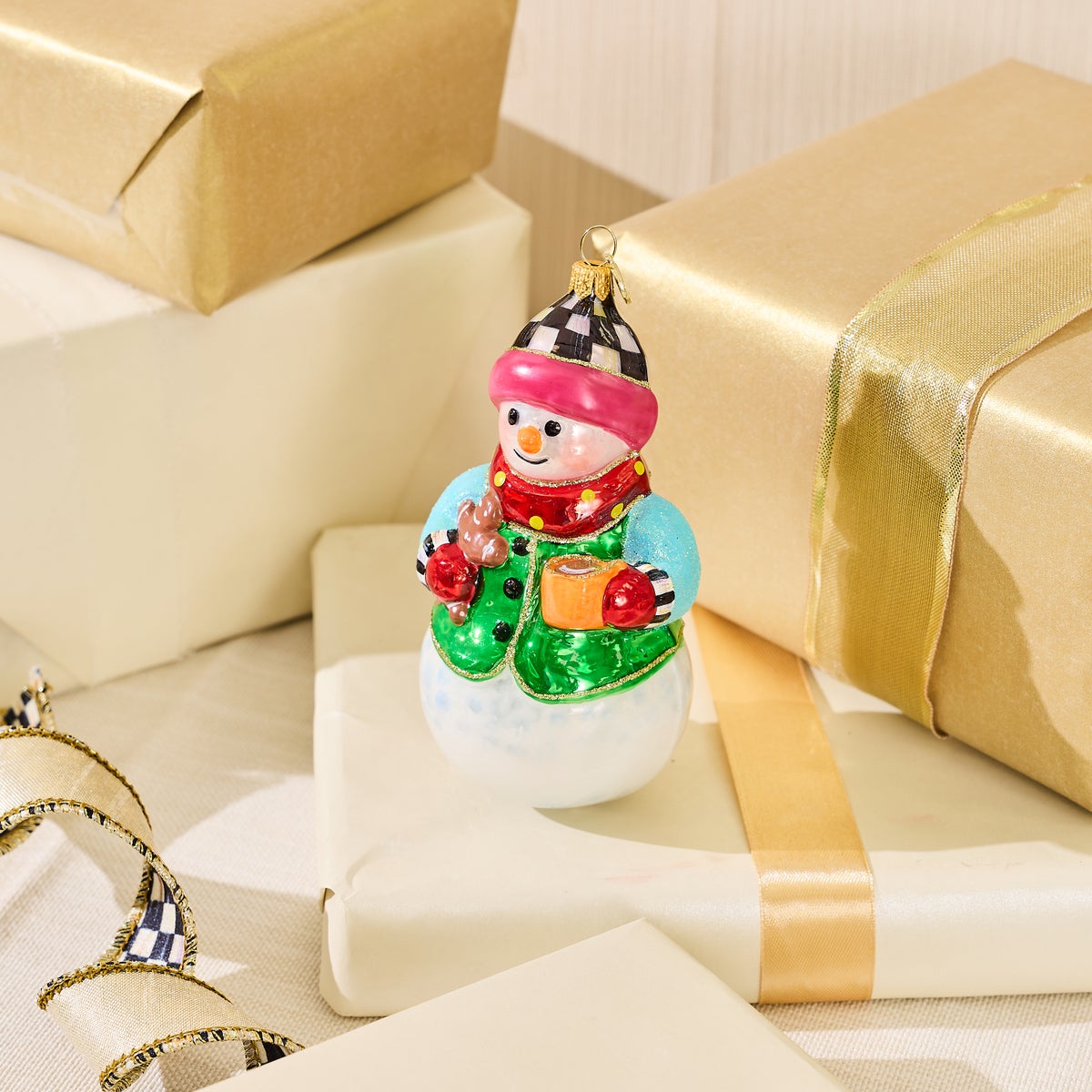 Confetti Snowman Glass Ornament - Image 2