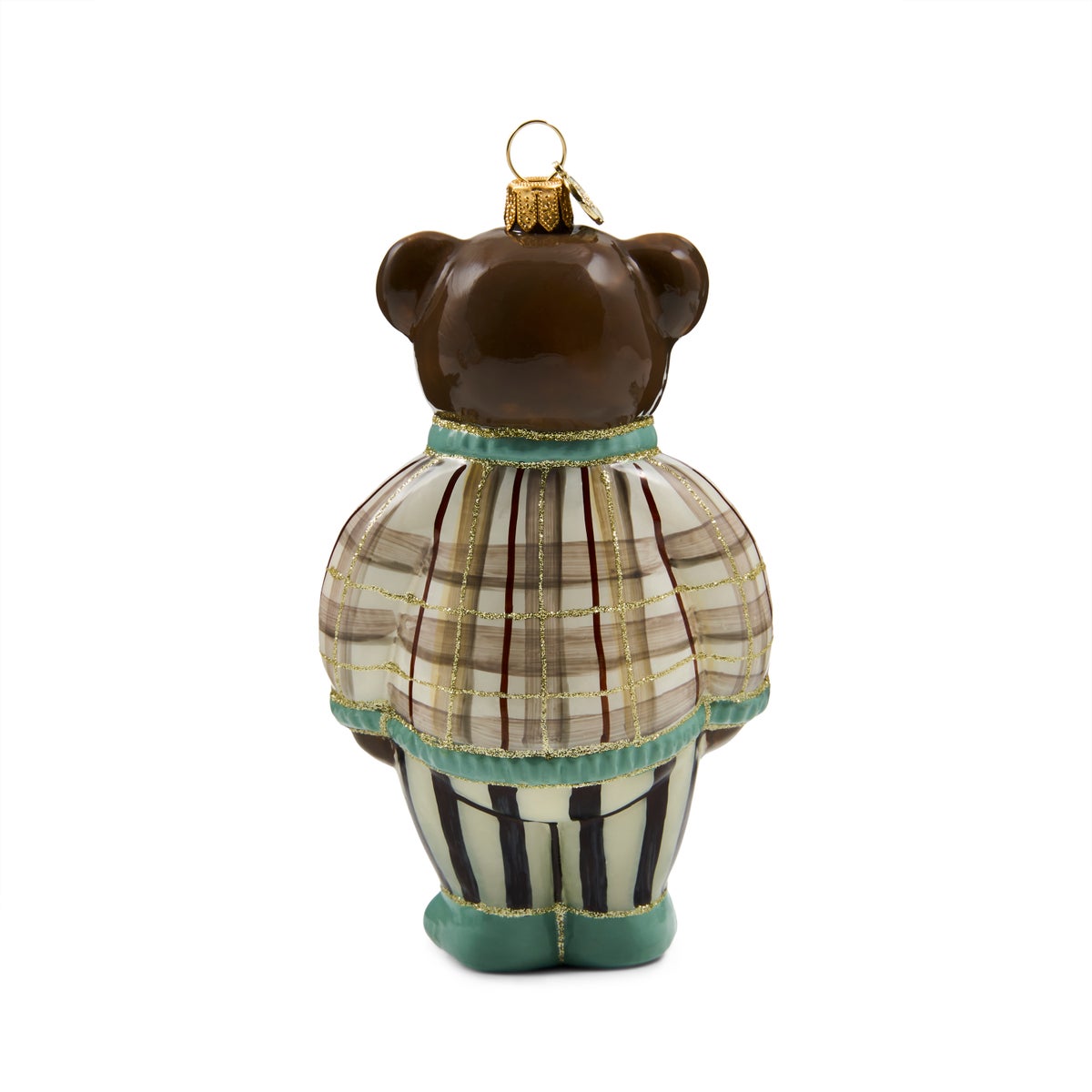 Mocha Tartan Bear Glass Ornament - Image 4