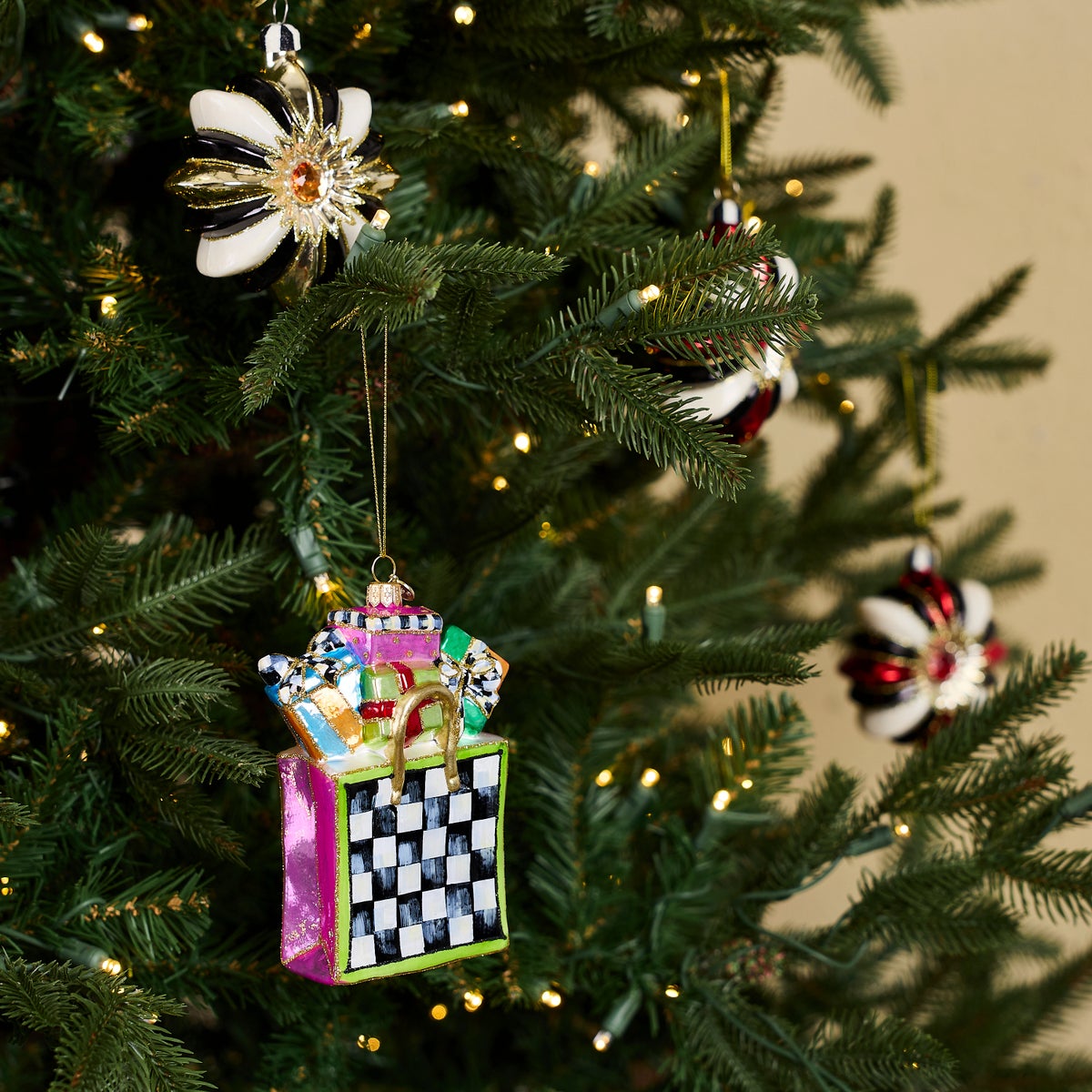 Confetti Shopping Bag Glass Ornament - Image 2