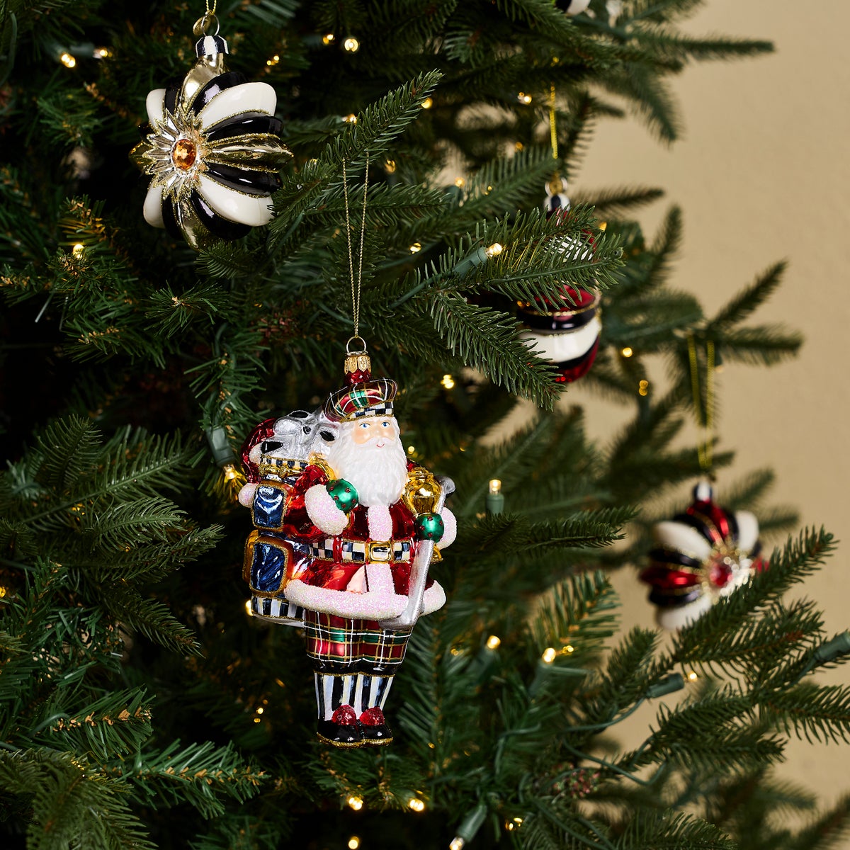 Golfing Santa Glass Ornament - Image 2