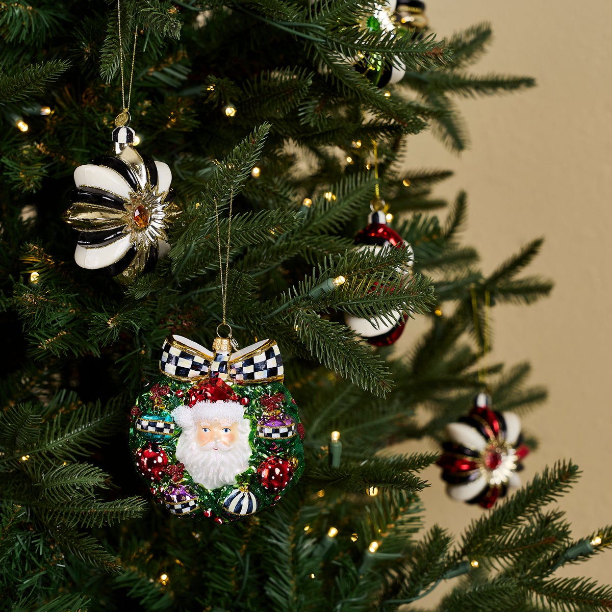 2026 Santa Wreath Glass Ornament - Image 2