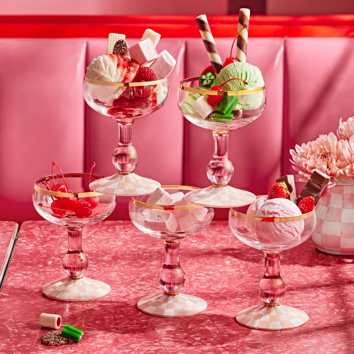 Rosy Check Coupe Glass - Image 3