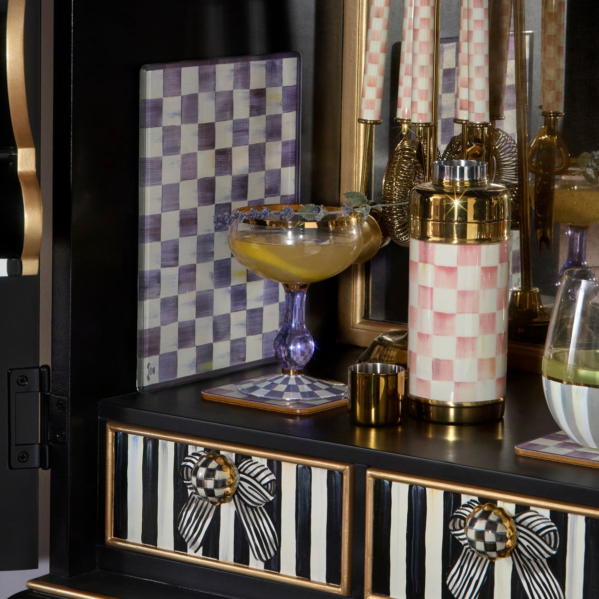 Violet Check Coupe Glass - Image 2