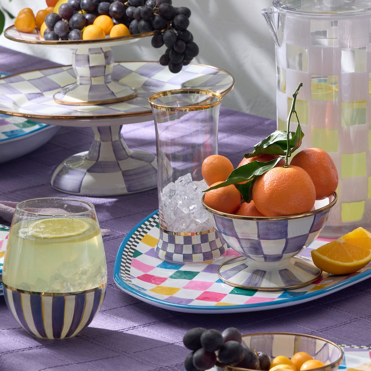 Violet Check Highball Glass, Set of 2 - Image 4