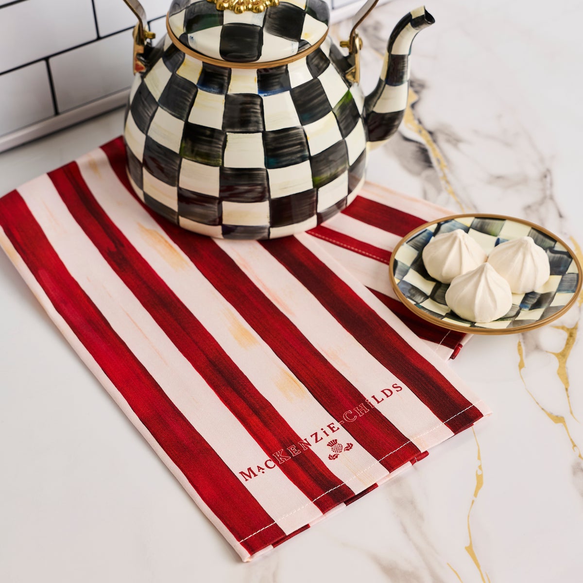 Cherry Stripe Printed Dish Towel - Image 2