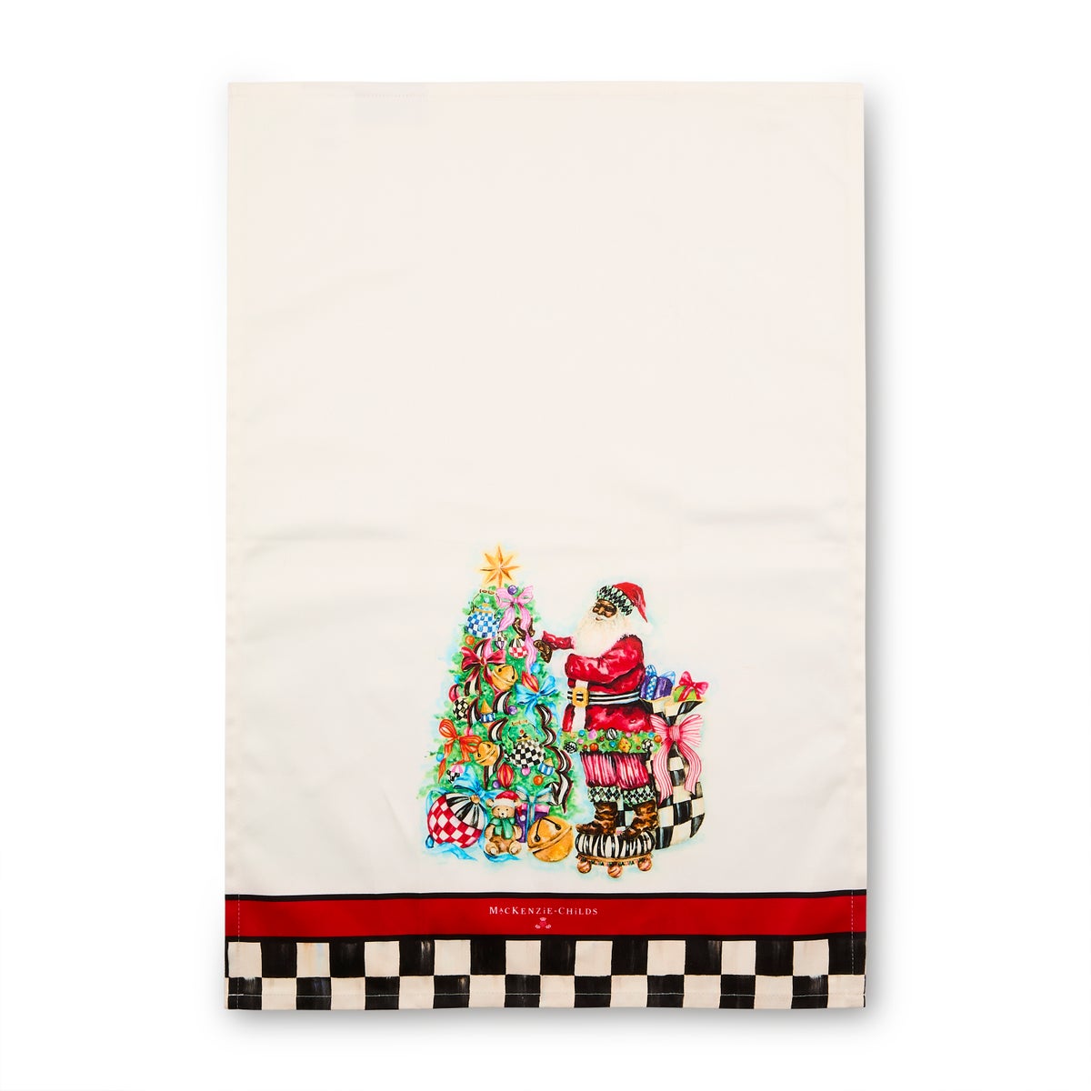 Tree Trimming Santa Printed Dish Towel - Image 3