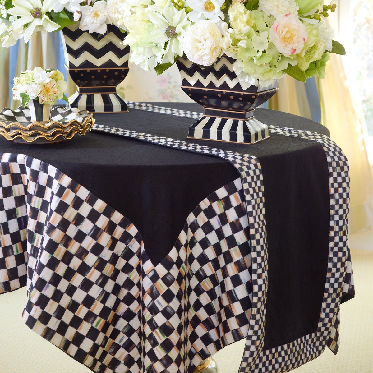 Courtly Check Black Table Runner - Image 2