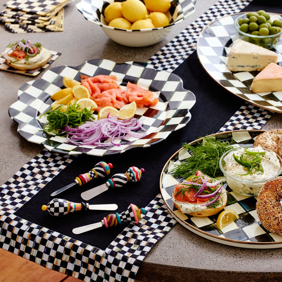 Courtly Check Black Table Runner - Image 4