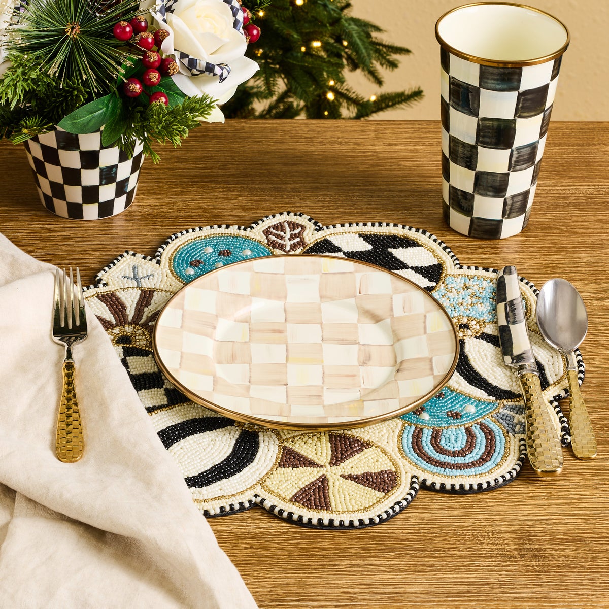 Natural Noel Jolly Ornaments Placemat - Image 2