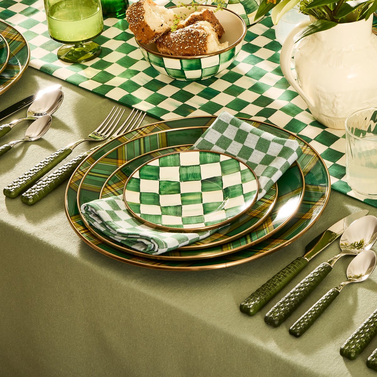 Dark Green Check Napkin, Set of 4 - Image 3