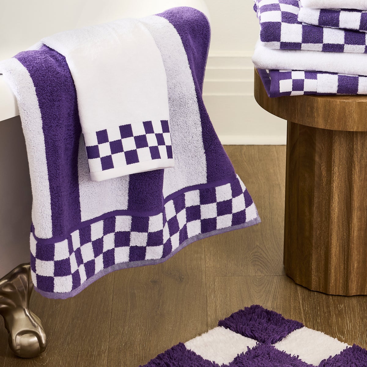 Violet Stripe Bath Towel - Image 2