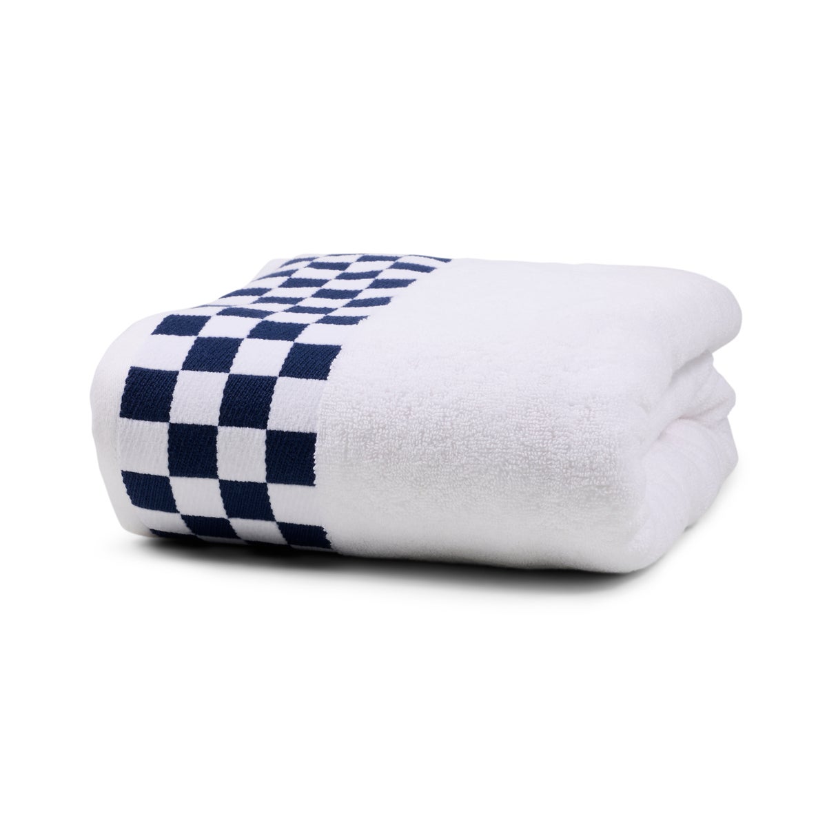 Bath Sheet with Indigo Check Border
