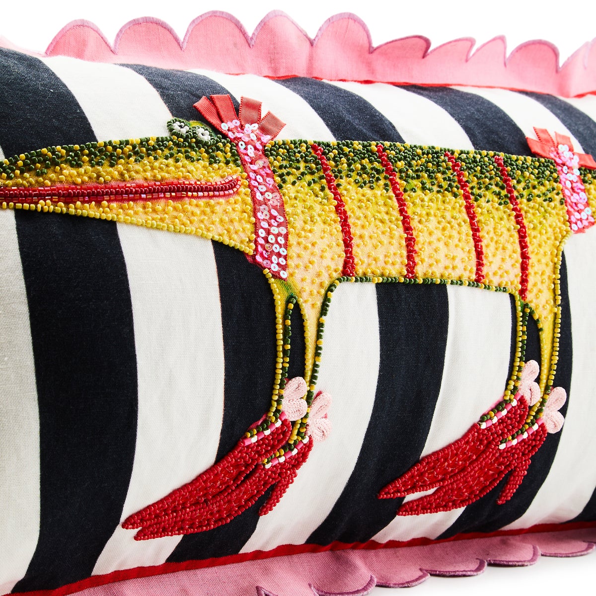 Patience Brewster Gloria Alligator Striped Lumbar Throw Pillow - Image 3