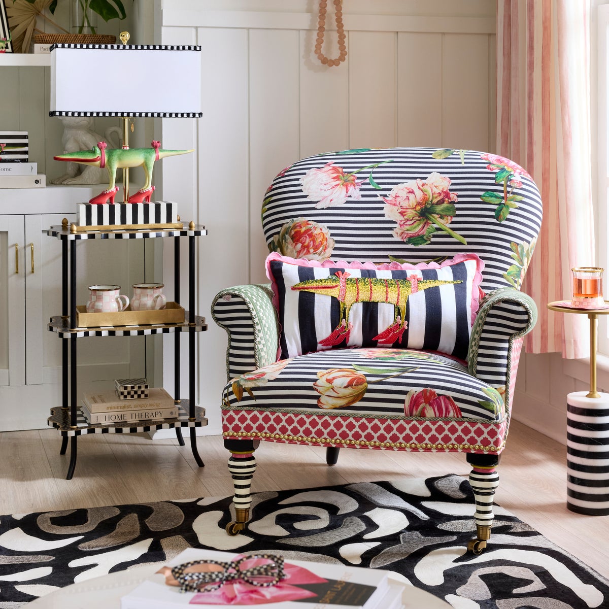 Patience Brewster Gloria Alligator Striped Lumbar Throw Pillow - Image 5