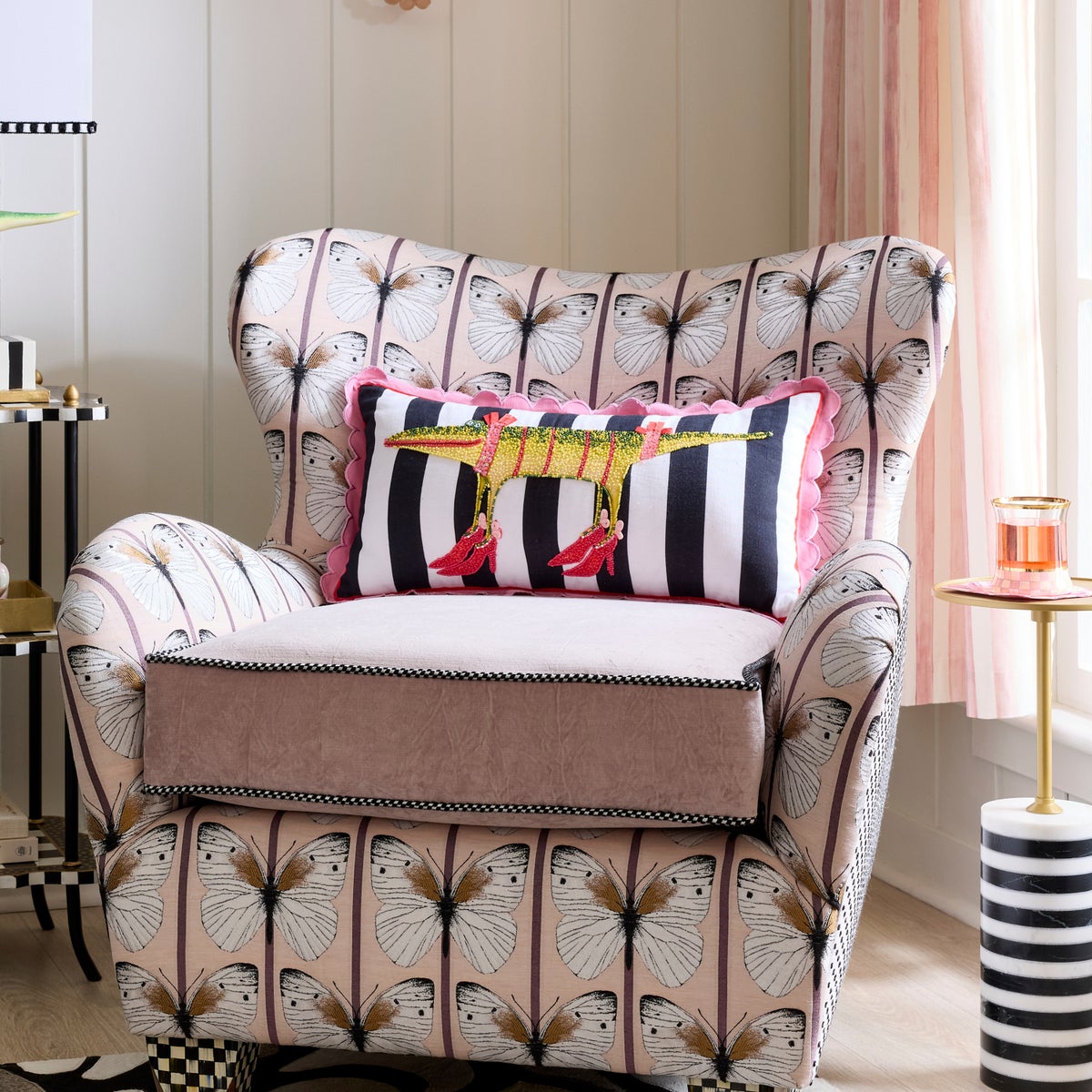 Patience Brewster Gloria Alligator Striped Lumbar Throw Pillow - Image 6