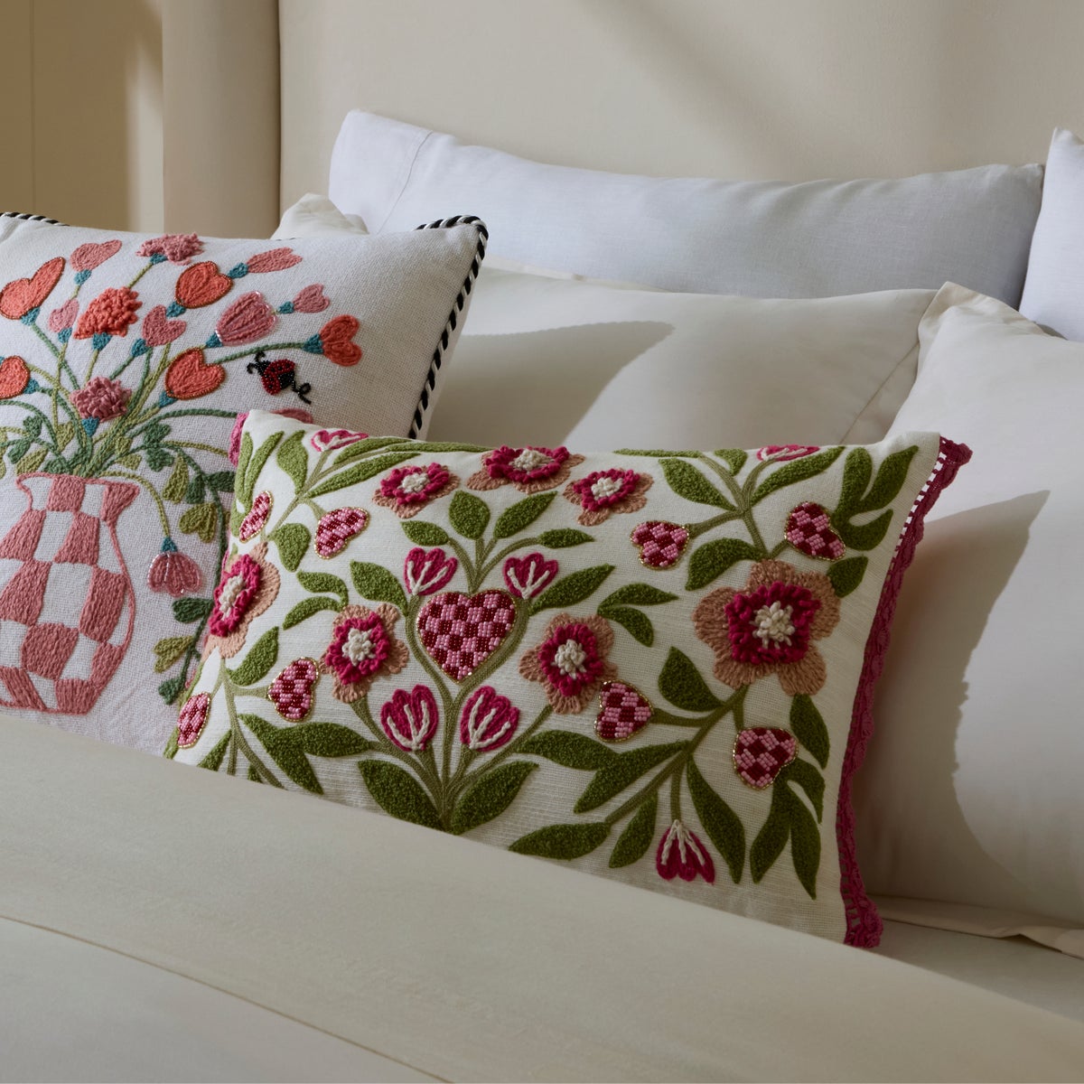 Check Hearts Lumbar Throw Pillow - Image 2