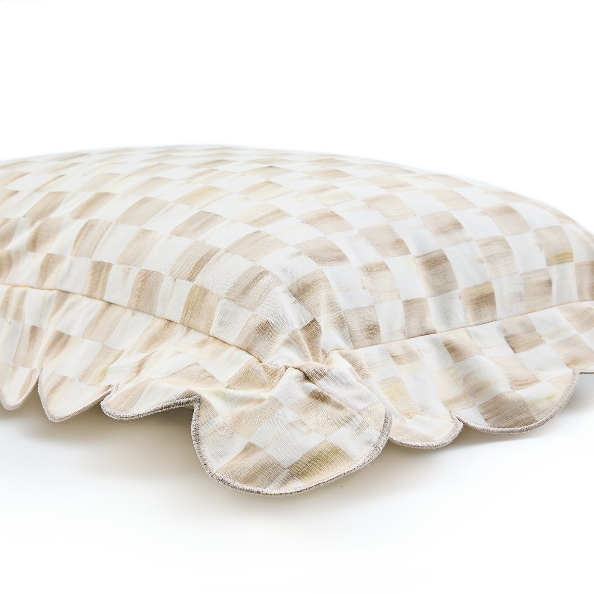 Mocha Check Reversible Scalloped Lumbar Throw Pillow - Image 4