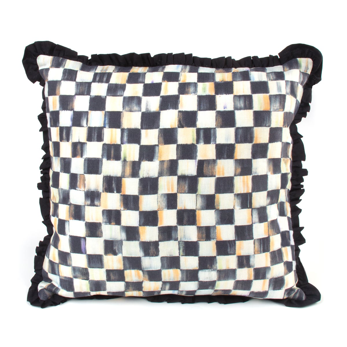 Courtly Check Ruffled Square Throw Pillow